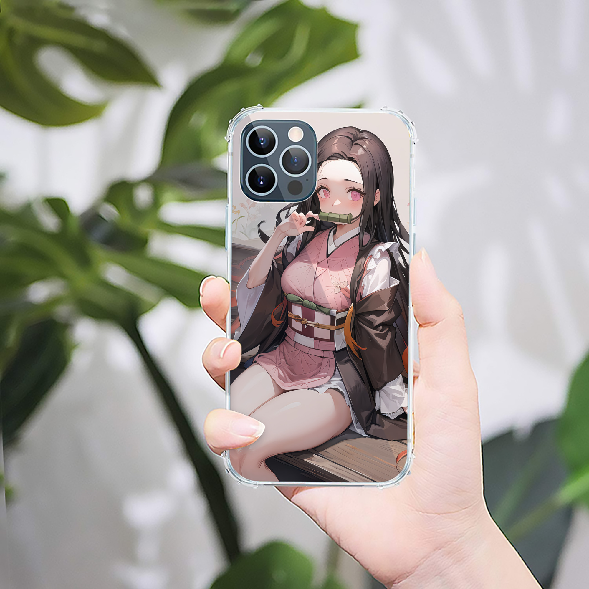 （画像用） 鬼滅の刃（きめつのやいば）竈門 禰󠄀豆子／かまど ねずこ Kamado Nezuko 【iPhone 12シリーズ対応】透明スマホケース（クリアソフトケース）